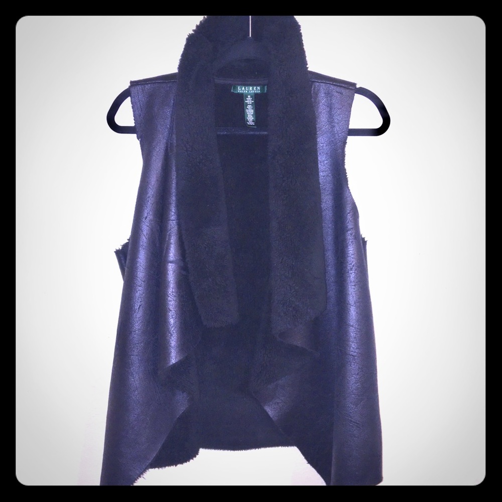 💥 Ralph Lauren Faux Fur Faux Leather Vest